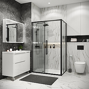 Душевой уголок Grossman Cosmo 130х100 120.K33.02.1310.21.02 стекло шиншилла/профиль черный матовый купить в интернет-магазине Sanbest