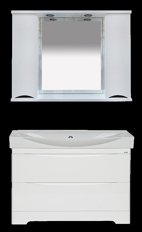 Зеркало со шкафом Misty Элвис 103 белая эмаль в ванную от интернет-магазине сантехники Sanbest