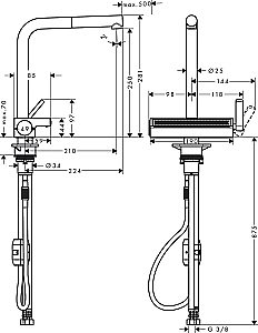 Смеситель для кухни Hansgrohe Aquno Select M81 250 73836000 купить в интернет-магазине сантехники Sanbest