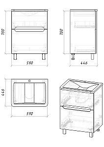 Тумба с раковиной напольная Grossman АДЕЛЬ-НОРМА 60 белая для ванной в интернет-магазине Sanbest