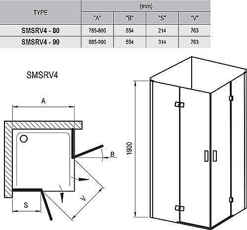 Душевой уголок Ravak Smartline SMSRV4 80x80 купить в интернет-магазине Sanbest