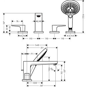 Смеситель для ванны Hansgrohe Metropol 32553000 купить в интернет-магазине сантехники Sanbest