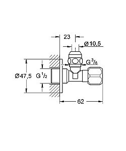 Угловой вентиль 1/2&amp;amp;amp;amp;amp;amp;amp;quot; Grohe 2201700M купить в интернет-магазине сантехники Sanbest