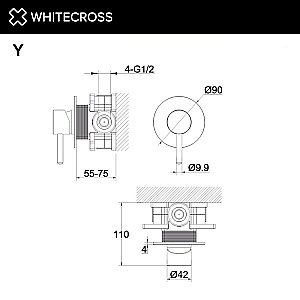 Смеситель для душа WhiteCross Y Y1245GLB матовое золото купить в интернет-магазине сантехники Sanbest
