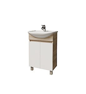 Тумба с раковиной Grossman ПОЛО 105501-1 55 дуб сонома/белая для ванной в интернет-магазине Sanbest