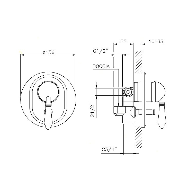 Смеситель для душа Nicolazzi El Capitan 3460CR75 бронза купить в интернет-магазине сантехники Sanbest