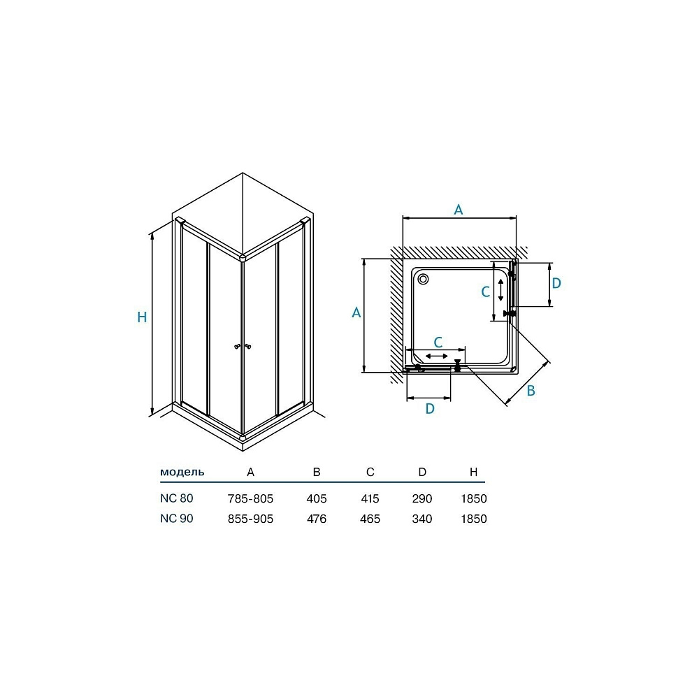 Душевой уголок Koller Pool Watrfall Line NC80 80x80 матовый купить в интернет-магазине Sanbest