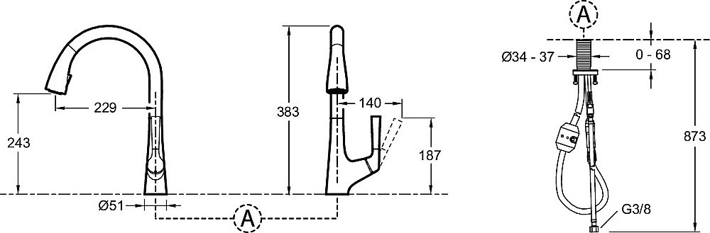 Смеситель для кухни Jacob Delafon MALLECO  E562-BL матовый черный купить в интернет-магазине сантехники Sanbest