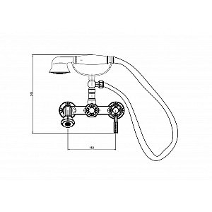 Смеситель для ванны Milacio Vitoria MC.300.BBR черная бронза купить в интернет-магазине сантехники Sanbest