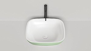 Раковина накладная Salini GLORIA 08 1102208MRH 49,5 из искусственного камня S-Stone, белая матовая, цвет по RAL снаружи купить в интернет-магазине Sanbest