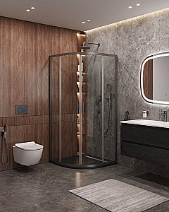 Душевой уголок Cezares Molveno 100x100 Molveno-R-2-100-C-GM-IV стекло прозрачное/профиль матовая оружейная сталь купить в интернет-магазине Sanbest