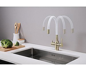 Смеситель для кухни Paulmark Salix Sa213419-BRw бронза/белый купить в интернет-магазине сантехники Sanbest