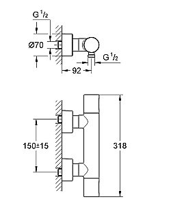 Смеситель для душа Grohe Grohtherm 3000 Cosmopolitan 34274 000 купить в интернет-магазине сантехники Sanbest