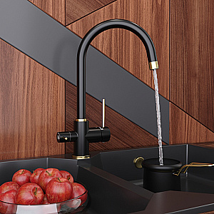Смеситель для кухни Elghansa 56B5216-BlackGold черный матовый/золото купить в интернет-магазине сантехники Sanbest