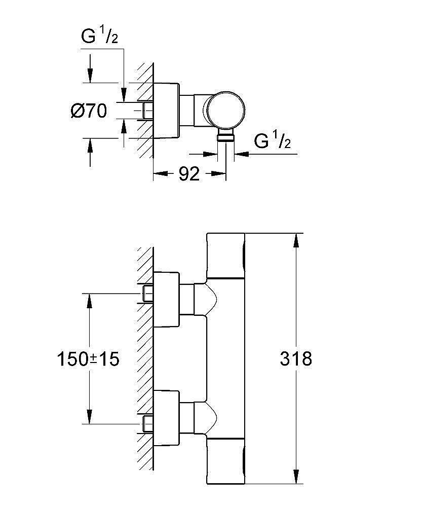 Смеситель для душа Grohe Grohtherm 3000 Cosmopolitan 34274 000 купить в интернет-магазине сантехники Sanbest