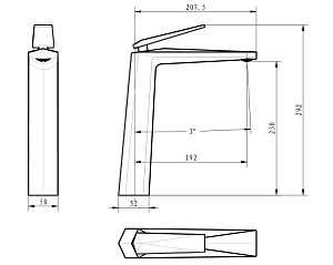 Смеситель для раковины Boheme Venturo 372-B черный/хром купить в интернет-магазине сантехники Sanbest