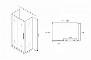 Душевой уголок ABBER Schwarzer Diamant AG30120MH-S80M-S80M 120x80 стекло матовое/профиль хром купить в интернет-магазине Sanbest