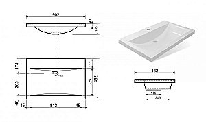 Раковина Эстет Монако 90 цвет по RAL с блестками купить в интернет-магазине Sanbest
