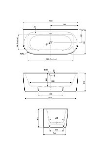 Ванна акриловая Cezares METAURO-INT-Wall-180-80-60-G-W-MATT купить в интернет-магазине Sanbest
