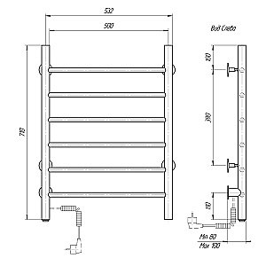 Полотенцесушитель электрический Domoterm Аврора DMT 109-6 50x71 EK хром купить в интернет-магазине сантехники Sanbest
