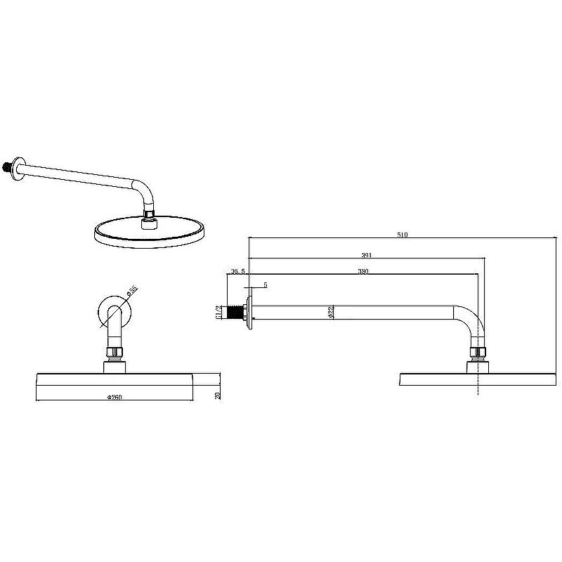 Верхний душ Aquatek AQ2080CR хром купить в интернет-магазине сантехники Sanbest