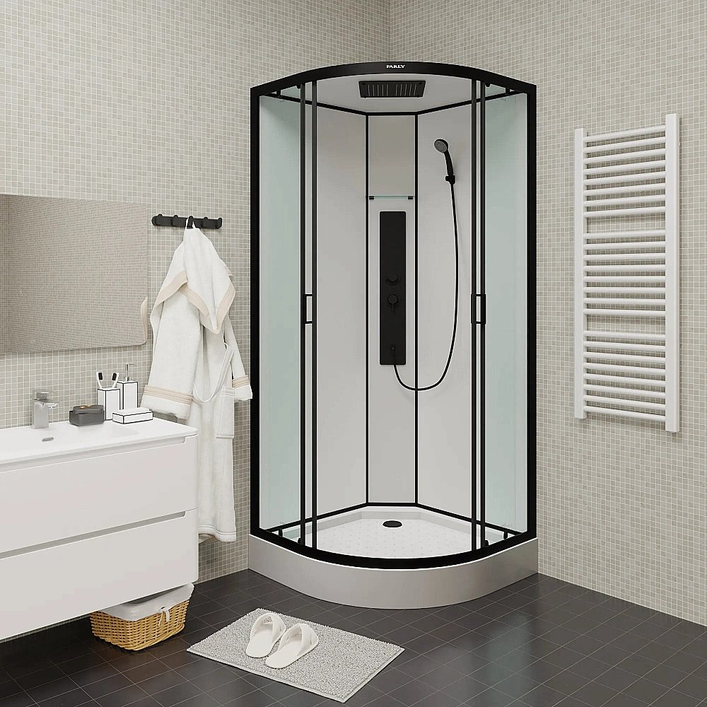 Душевая кабина Parly AMI 90х90 стекло прозрачное/профиль черный купить в интернет-магазине Sanbest
