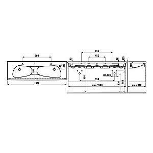 Раковина двойная Laufen Palomba 8.1480.9.000.104.1 белая купить в интернет-магазине Sanbest