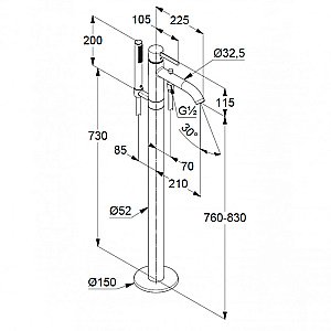 Смеситель для ванны Kludi Bozz 385903976 черный купить в интернет-магазине сантехники Sanbest