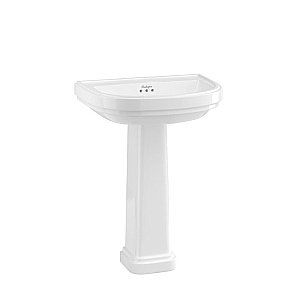 Раковина на пьедестале Burlington Riviera 65 RIV4 NTH RIV6 без отверстий белая купить в интернет-магазине Sanbest