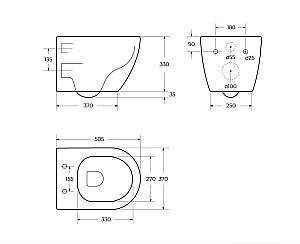 Унитаз подвесной CEZARES Stylus CZR-513-TH-R безободковый, с крышкой микролифт, с инсталляцией и кнопкой купить в интернет-магазине Sanbest
