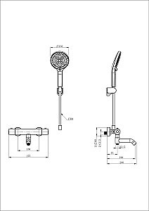 Смеситель для ванны с душем и термостатом WONZON & WOGHAND INN 3, Темный графит (WW-B2065-A1-BGG) купить в интернет-магазине сантехники Sanbest