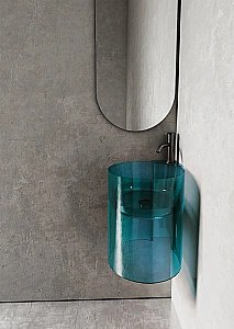 Раковина подвесная Abber Kristall AT2705Aquamarin бирюзовая прозрачная купить в интернет-магазине Sanbest