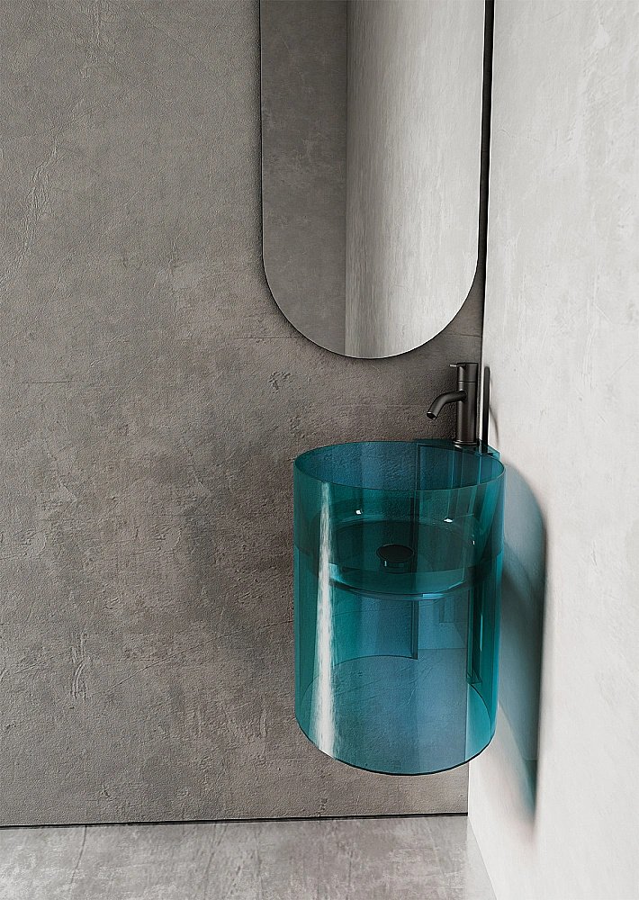 Раковина подвесная Abber Kristall AT2705Aquamarin бирюзовая прозрачная купить в интернет-магазине Sanbest