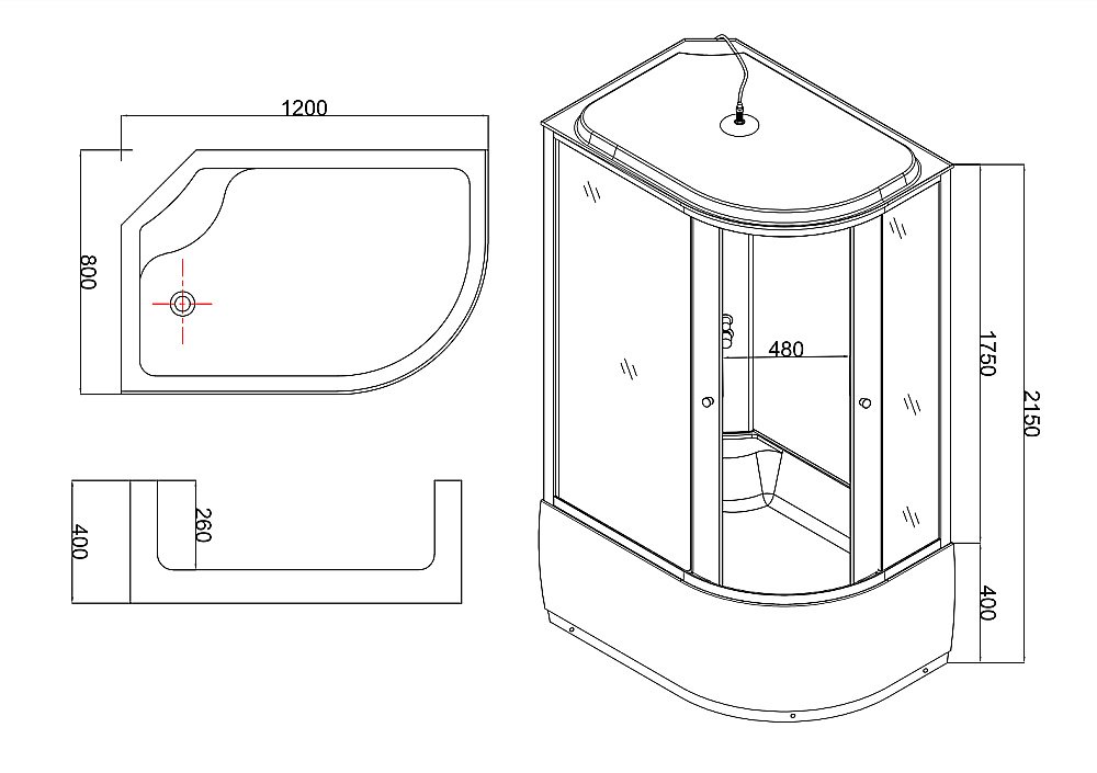 Душевая кабина Taliente TA-12080G 120х80 стекло тонированное купить в интернет-магазине Sanbest