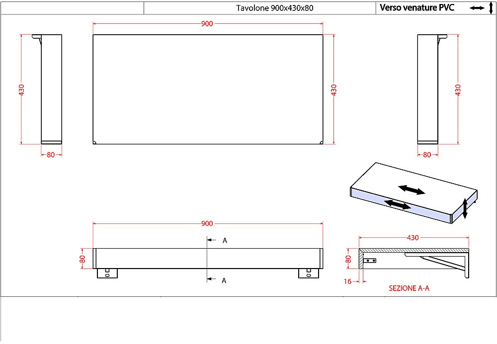 Консоль подвесная Cezares TAVOLONE 41785+50179 90 белый для ванной в интернет-магазине сантехники Sanbest