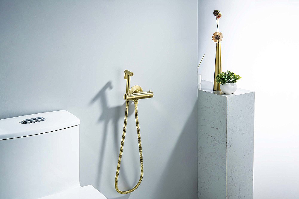 Гигиенический душ Aquatek Оберон AQ1027BG золото шлифованное купить в интернет-магазине сантехники Sanbest