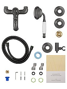 Смеситель для ванны с душем WONZON & WOGHAND STEAM, Темный графит (WW-88639008-BGM) купить в интернет-магазине сантехники Sanbest