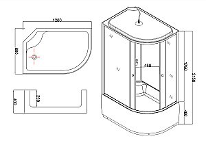 Душевая кабина Taliente TA-12080G 120х80 стекло тонированное купить в интернет-магазине Sanbest