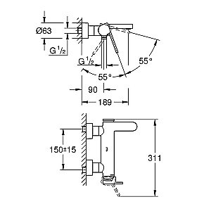 Смеситель для ванны Grohe Plus 33553003 купить в интернет-магазине сантехники Sanbest