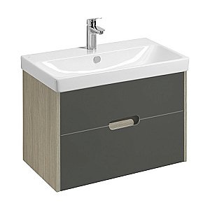 Тумба с раковиной Акватон Оливия 80 грей/дуб ойстер для ванной в интернет-магазине Sanbest