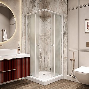 Душевой уголок Parly ZFQ81 80x80 стекло матовое/профиль белый купить в интернет-магазине Sanbest