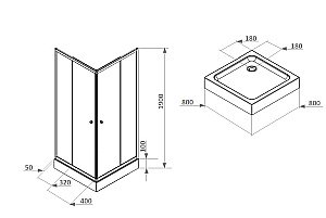 Душевой уголок Parly ZFQ81 80x80 стекло матовое/профиль белый купить в интернет-магазине Sanbest