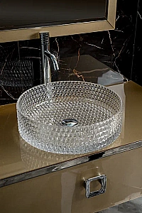 Консоль с раковиной и столешницей Armadi Art LUCIDO 100 светлое золото для ванной в интернет-магазине сантехники Sanbest