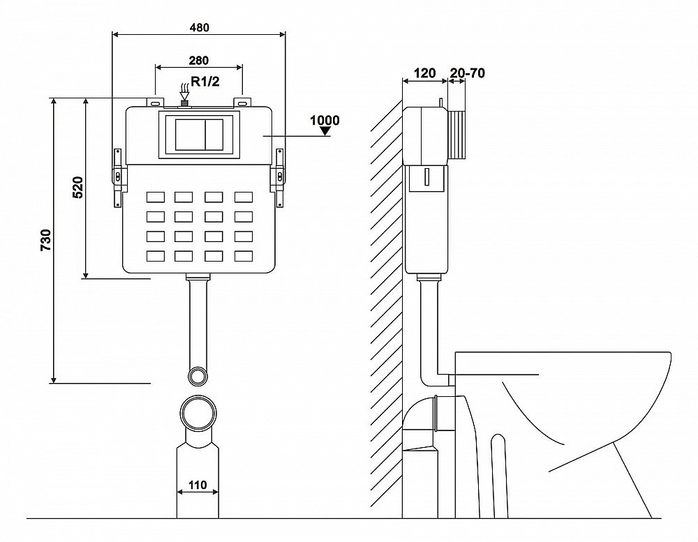 Смывной бачок скрытого монтажа Abber AC0104 купить в интернет-магазине сантехники Sanbest
