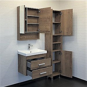 Зеркальный шкаф Comforty Никосия 00-00008850 60 дуб темный купить в интернет-магазине сантехники Sanbest