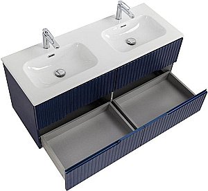 Тумба с раковиной Cezares DUET-N 120 DUET-N-1200-4C-SO-2-SPF-P сапфир для ванной в интернет-магазине Sanbest