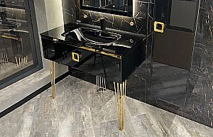 Консоль с раковиной Armadi Art LUCIDO 770-100-B 100 глянцевый черный для ванной в интернет-магазине сантехники Sanbest