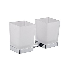 Два стакана для зубных щеток с держателем WONZON & WOGHAND STILL, Хром (WW-6628) купить в интернет-магазине сантехники Sanbest