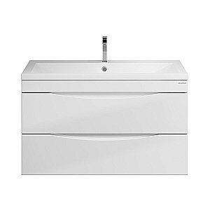 Тумба с раковиной подвесная Grossman Виста 90 с 2-я ящ, белый глянец для ванной в интернет-магазине Sanbest