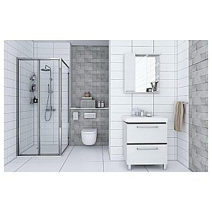 Душевой уголок Акватон Prima 80х80 + Смеситель Roca TARGA стекло прозрачное/профиль серебро купить в интернет-магазине Sanbest